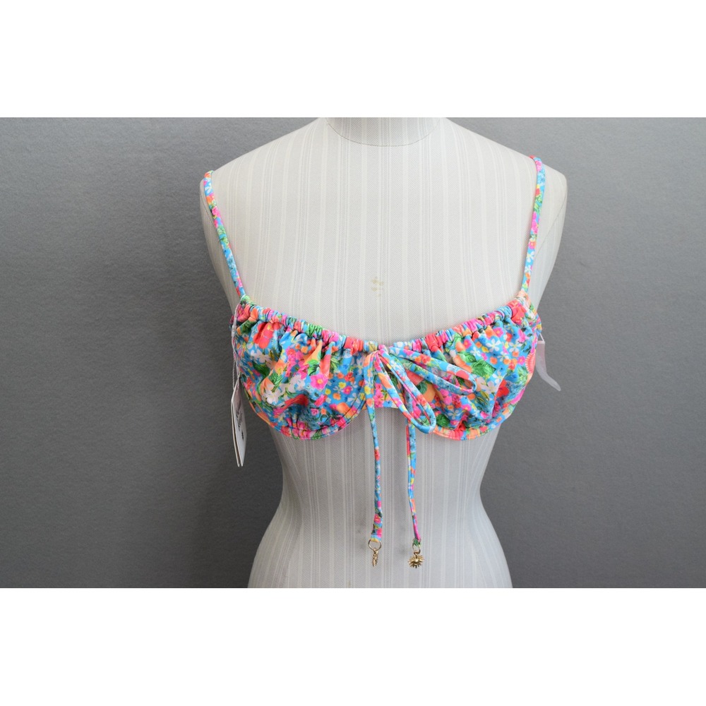 Kulani Kinis Floral Bikini Top in Pink, Blue, Green